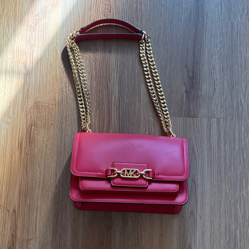 Michael Kors Red Crossbody Bag with Gold Chain